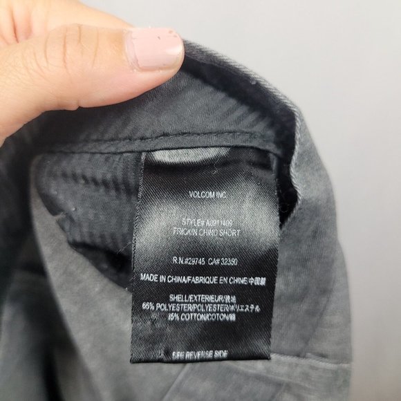 Volcom Mens Frickin Chino Shorts Gray Relaxed Fit Slit Pockets Size 36 - Picture 7 of 8